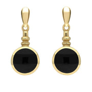 9ct Yellow Gold Whitby Jet Round Bottletop Two Piece Set S051