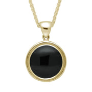 9ct Yellow Gold Whitby Jet Round Ribbed Necklace P292