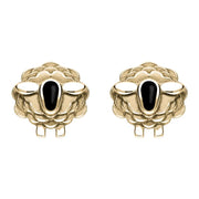 9ct Yellow Gold Whitby Jet Sheep Stud Earrings E2530