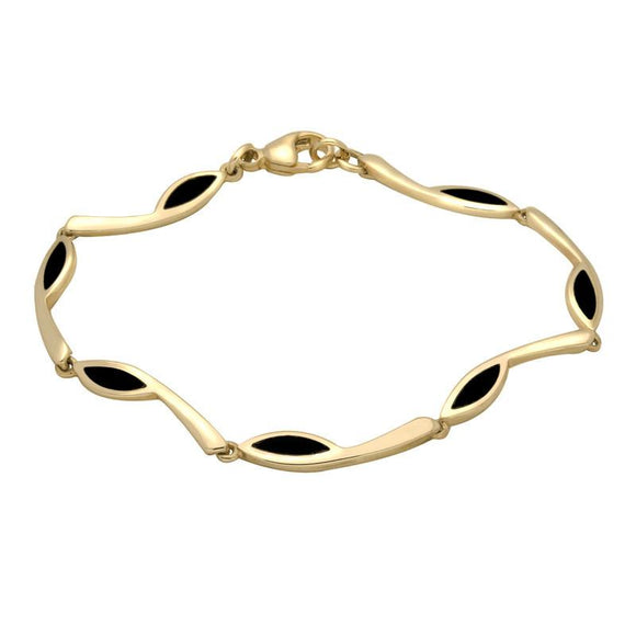 9ct Yellow Gold Whitby Jet Toscana Marquise Link Bracelet B708