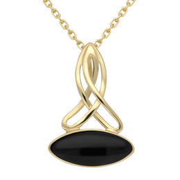 9ct Yellow Gold Whitby Jet Wide Marquise Celtic Two Piece Set