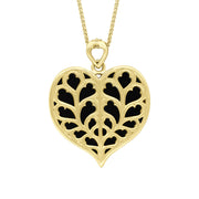 9ct Yellow Gold Whitby Jet York Minster Large Heart Necklace. P3305.