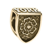 9ct Yellow Gold York Minster Cross Key and Rose Tube Charm. G830.