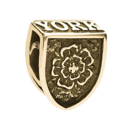 9ct Yellow Gold York Minster Cross Key and Rose Tube Charm. G830.