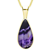 9ct Yellow Gold Blue John Classic Teardrop Necklace. P024.