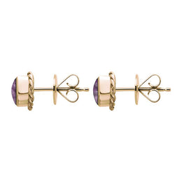 9ct Rose Gold Blue John Round Twist Edge Stud Earrings. E134_2