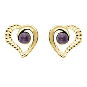 9ct Yellow Gold Blue John Ridged Heart Two Piece Set. S021