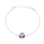 Sterling Silver Blue John Round Tree of Life Chain Bracelet