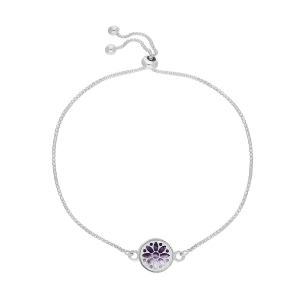 Sterling Silver 10mm Blue John Sunflower Chatsworth Décor Round Adjustable Bracelet