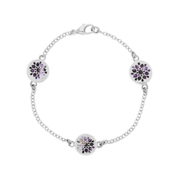 Sterling Silver 10mm Blue John Three Flower Burst Chatsworth Décor Bracelet