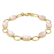 78101816  9ct Yellow Gold Pink Mother of Pearl Oval Ring Bracelet, B185. 