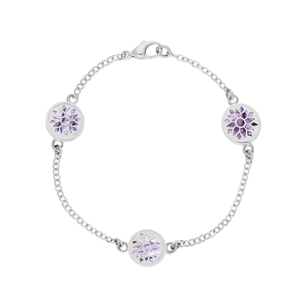 Sterling Silver 10mm Blue John Three Round Chatsworth Décor Bracelet