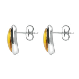 Sterling Silver Amber Round Stud Earrings