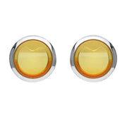 Sterling Silver Amber Round Stud Earrings