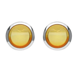 Sterling Silver Amber Round Stud Earrings
