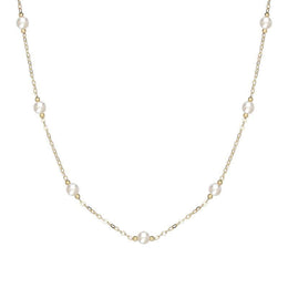 00177908 18ct Yellow Gold 5mm White Pearl Necklace, N1058.