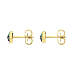 C W Sellors 9ct Yellow Gold Abalone 5mm Classic Small Round Stud Earrings, E002.