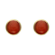 C W Sellors 9ct Yellow Gold Carnelian 5mm Classic Small Round Stud Earrings, E002.