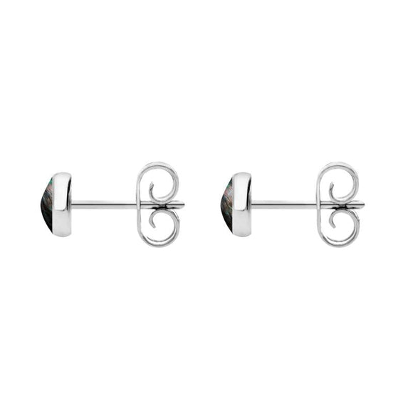 C W Sellors Sterling Silver Dark Mother of Pearl 5mm Classic Small Round Stud Earrings, E002.