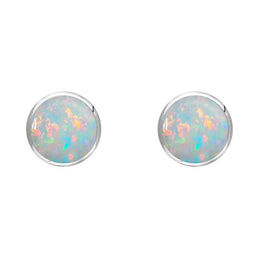 C W Sellors Sterling Silver Opal 5mm Classic Small Round Stud Earrings, E002.C W Sellors Sterling Silver Opal 5mm Classic Small Round Stud Earrings, E002.