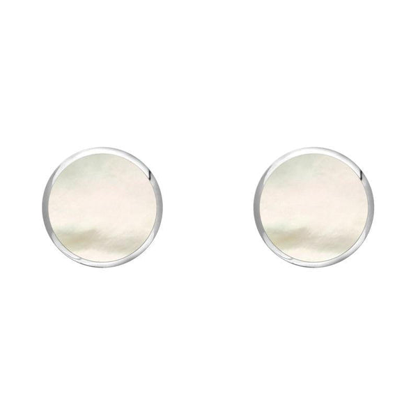 C W Sellors Sterling Silver White Mother of Pearl 5mm Classic Small Round Stud Earrings, E002.