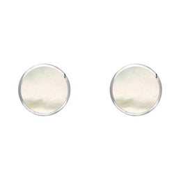 C W Sellors Sterling Silver White Mother of Pearl 5mm Classic Small Round Stud Earrings, E002.