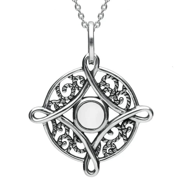 C W Sellors Sterling Silver Bauxite Detailed Four Point Cross Necklace, P2551.