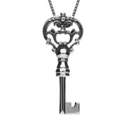 Sterling Silver Small Filigree Key Necklace, P3247