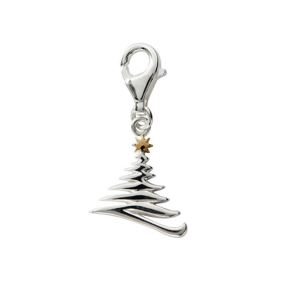 Christmas Collection Charm Zig Zag Christmas Tree Gold Star Silver N991