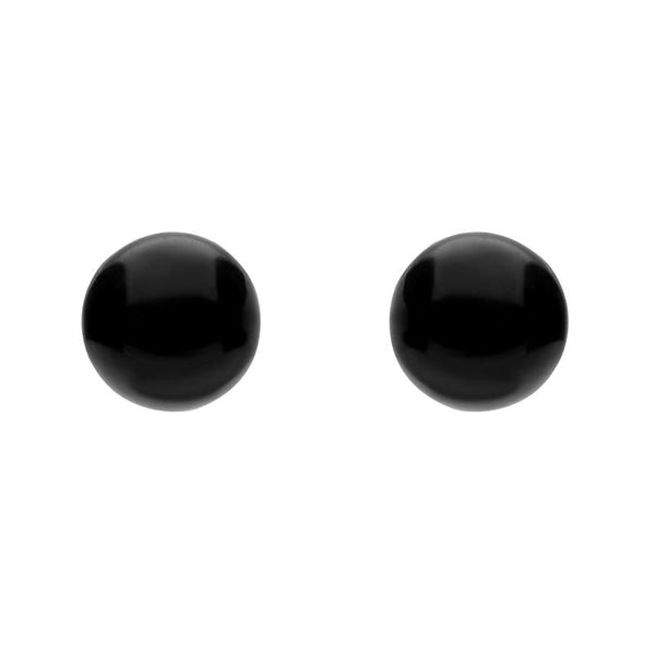 White Gold Whitby Jet 5mm Ball Stud Earrings, E1343.