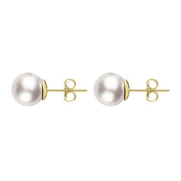 00179167 18ct Yellow Gold 4mm White Pearl Stud Earrings, E2538.
