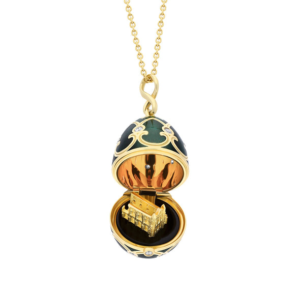 Faberge Palais Tsarskoye Selo Yellow Gold Locket With Whitby Jet Surprise Limited Edition Locket 1386FP2519
