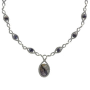 Sterling Silver Blue John Marcasite Thirteen Stone Twist Link Necklace