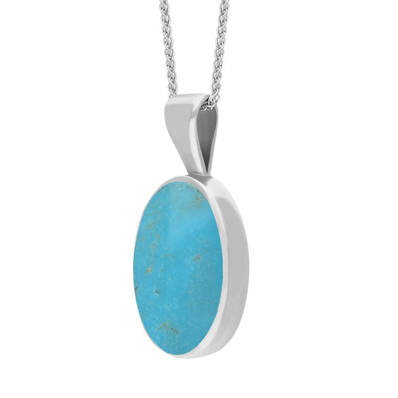 18ct White Gold Turquoise Oval Necklace. P019. 