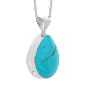 18ct White Gold Whitby Jet Turquoise Hallmark Double Sided Pear-shaped Necklace