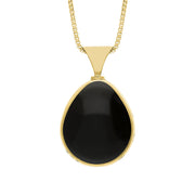 9ct Yellow Gold Whitby Jet Lapis Lazuli Hallmark Double Sided Pear-shaped Necklace