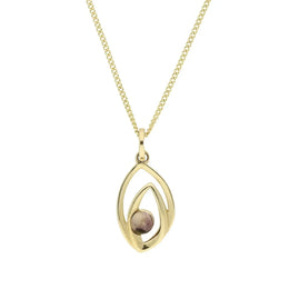 9ct Yellow Gold Blue John Abstract Flame Drop Necklace