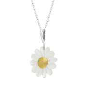 Sterling Silver and Yellow Gold White Mother Of Pearl Tuberose Daisy Necklace, P2922.