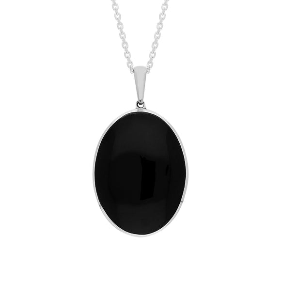 Sterling Silver Whitby Jet Gold Plated Moon Whitby Lighthouse Oval Necklace