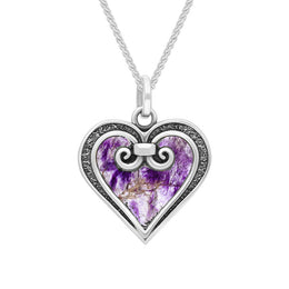 Sterling Silver Blue John Large Gate Heart Pendant