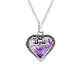 Sterling Silver Blue John Small Gate Heart Pendant