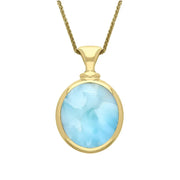 62120568 18ct Yellow Gold Coquina Larimar Small Double Sided Oval Necklace, P219.