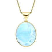 00111162 9ct Yellow Gold Coquina Larimar Meduim Heavy Double Sided Necklace, P147.