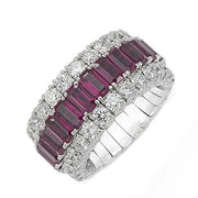 Picchiotti Xpandable 18ct White Gold 3.83ct Diamond Ruby Eternity Ring, RE54.