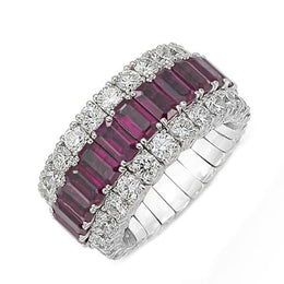 Picchiotti Xpandable 18ct White Gold 3.83ct Diamond Ruby Eternity Ring, RE54.