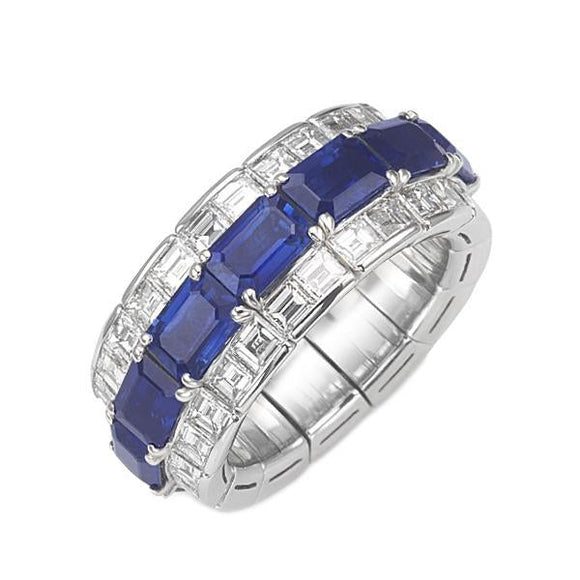 Picchiotti Xpandable 18ct White Gold 5.10ct Diamond Sapphire Eternity Ring, RF09.