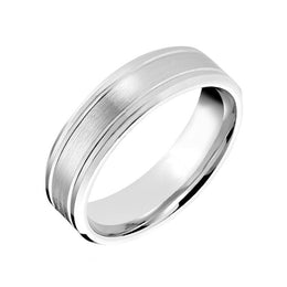 Platinum 6mm Flat Top Bevelled Band Ring, BNN-352.