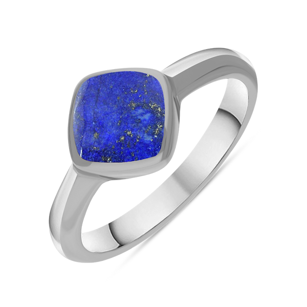 Sterling Silver Lapis Lazuli Cushion Ring, R406.