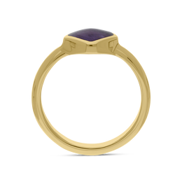 9ct Yellow Gold Blue John Cushion Ring, R406.