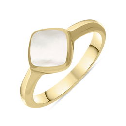 9ct Yellow Gold Mother of Pearl Cushion Ring, R406.